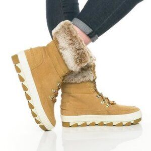 Sperry Boots Womens US 9.5 Torrent Lace Up Winter Tan STS86831 Ankle Faux Fur